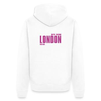Pink London Typography T-shirt - Veste à capuche bio Premium Unisexe - blanc - Dos - Thijin (182cm)