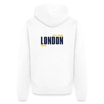 Londres – Angleterre Lyric Design - Veste à capuche bio Premium Unisexe - blanc - Dos - Thijin (182cm)