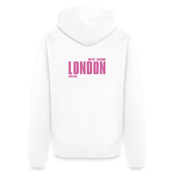 Londres – Angleterre Lyric Design - Veste à capuche bio Premium Unisexe - blanc - Dos - Thijin (182cm)