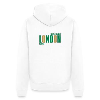 Londres – Angleterre Lyric Design - Veste à capuche bio Premium Unisexe - blanc - Dos - Thijin (182cm)