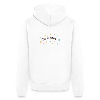 Be Creative: Pastel Stars and Hairline Lettering - Unisex Premium Organic Zip Hoodie - white - Back - Thijin (182cm)