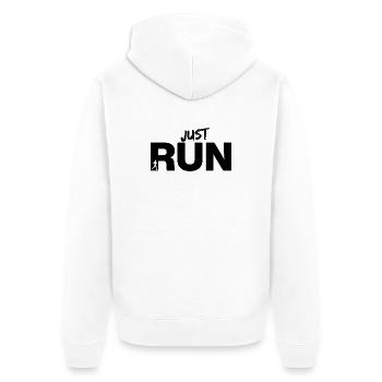 JUST RUN, RUN NOW! RESOLUTION JOGGING FITNESS FIT - Unisex Premium Organic Zip Hoodie - white - Back - Thijin (182cm)