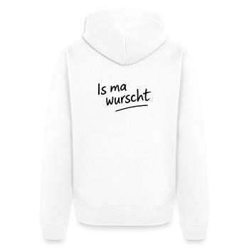Is_ma_wurscht - Unisex Premium Bio Zip Hoodie - Weiß - Hinten - Thijin (182cm)
