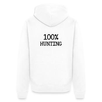 100% Jagd - Unisex Premium Bio Zip Hoodie - Weiß - Hinten - Thijin (182cm)