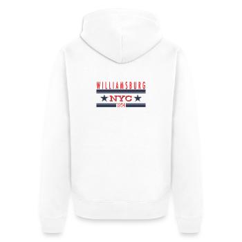 Williamsburg NYC 1954 Retro - Unisex Premium Bio Zip Hoodie - Weiß - Hinten - Thijin (182cm)