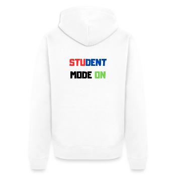 Funny Student – Student Mode ON - Unisex Premium Organic Zip Hoodie - white - Back - Thijin (182cm)