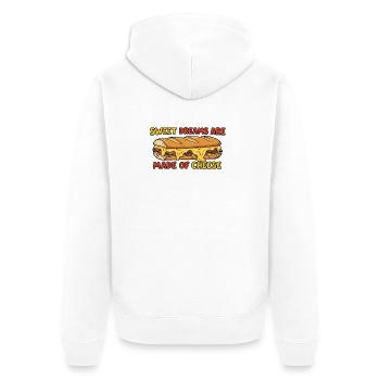 Lustiges Käse Sandwich Spruch Design - Unisex Premium Bio Zip Hoodie - Weiß - Hinten - Thijin (182cm)