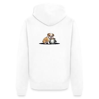 süße Bulldogge Welpe Hund mit Kaffeetasse Kawaii - Unisex Premium Bio Zip Hoodie - Weiß - Hinten - Thijin (182cm)