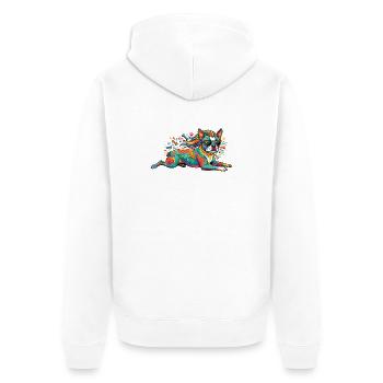 Colorful Dog Pop Art Pattern and Cool Sunglasses - Unisex Premium Organic Zip Hoodie - white - Back - Thijin (182cm)