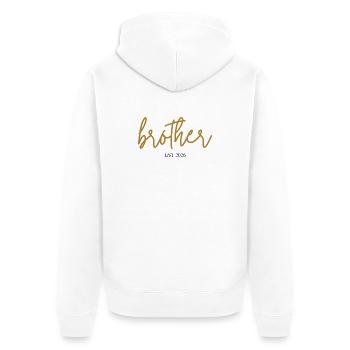 Brother Est 2026 - Unisex Premium Organic Zip Hoodie - white - Back - Thijin (182cm)