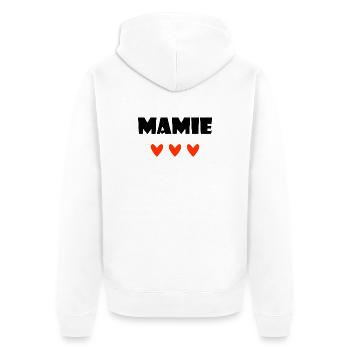 OMA. MAMA. OMA. MUTTERTAG - Unisex Premium Bio Zip Hoodie - Weiß - Hinten - Thijin (182cm)