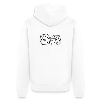 Würfel - Unisex Premium Bio Zip Hoodie - Weiß - Hinten - Thijin (182cm)