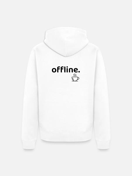 Offline minimalistisches Kaffee-Hemd - Unisex Premium Bio Zip Hoodie - Weiß