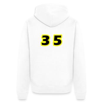 35 Zahl symbol - Unisex Premium Bio Zip Hoodie - Weiß - Hinten - Thijin (182cm)