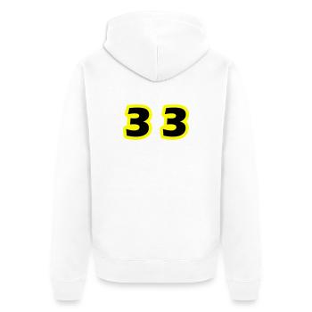 33 Zahl symbol - Unisex Premium Bio Zip Hoodie - Weiß - Hinten - Thijin (182cm)