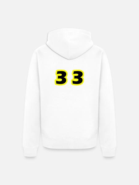 33 Number Symbol - Unisex Premium Organic Zip Hoodie - white