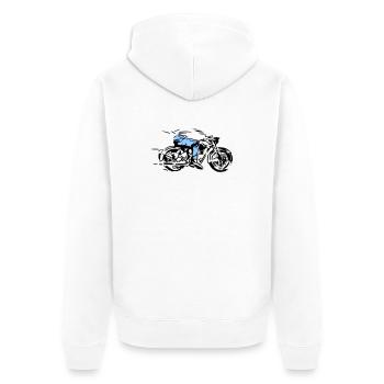 biker - Unisex Premium Organic Zip Hoodie - white - Back - Thijin (182cm)