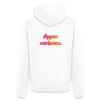 dippen verboten - Unisex Premium Bio Zip Hoodie - Weiß - Hinten - Thijin (182cm)