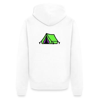 Icône du camping sous tente du festival - Veste à capuche bio Premium Unisexe - blanc - Dos - Thijin (182cm)