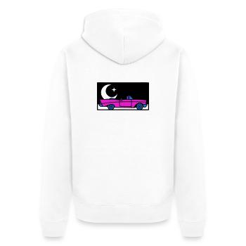 Retro 80s Cabrio Grafik - Unisex Premium Bio Zip Hoodie - Weiß - Hinten - Thijin (182cm)