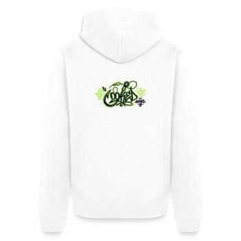 Angelhaken Graffiti Logo - Unisex Premium Bio Zip Hoodie - Weiß - Hinten - Thijin (182cm)