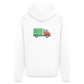 Lieferauto - Unisex Premium Bio Zip Hoodie - Weiß - Hinten - Thijin (182cm)