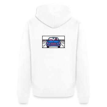 Retro Car Miami Logo - Unisex Premium Organic Zip Hoodie - white - Back - Thijin (182cm)