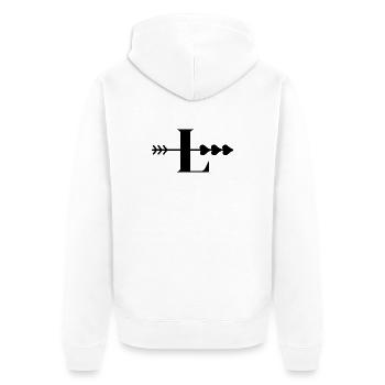 Letter I, Pfeilherz - Unisex Premium Bio Zip Hoodie - Weiß - Hinten - Thijin (182cm)