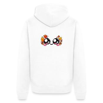 Kawaii-Herbst-Paar-Lächeln - Unisex Premium Bio Zip Hoodie - Weiß - Hinten - Thijin (182cm)