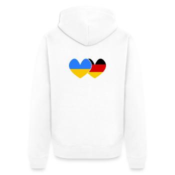 Ukraine Deutschland Freundschaft  - Unisex Premium Bio Zip Hoodie - Weiß - Hinten - Thijin (182cm)