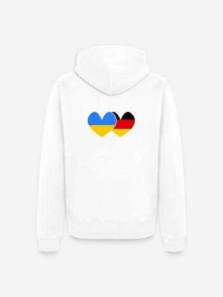 Ukraine Deutschland Freundschaft  - Unisex Premium Bio Zip Hoodie - Weiß