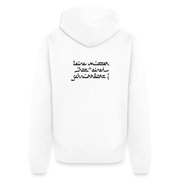 Deine mutter hat einen schnurrbart! - Unisex Premium Bio Zip Hoodie - Weiß - Hinten - Thijin (182cm)