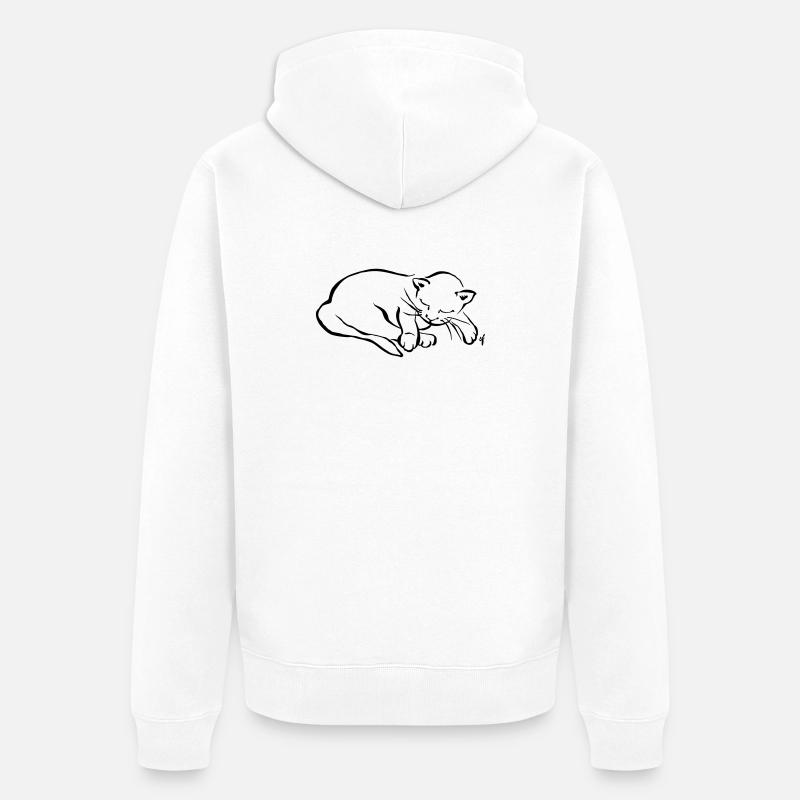 Mon petit chat dort - Veste à capuche bio Premium Unisexe - blanc