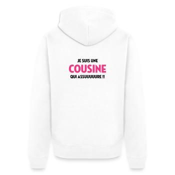Onkel / Tante / Vetter / Cousin / Kusine - Unisex Premium Bio Zip Hoodie - Weiß - Hinten - Thijin (182cm)