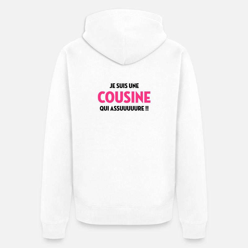 Cousine / Cousin / Bébé / Naissance / Baby - Veste à capuche bio Premium Unisexe - blanc