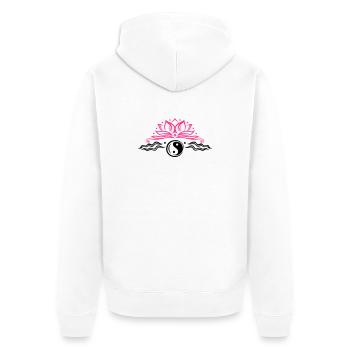 Large lotus flower with yin and yang symbol. - Unisex Premium Organic Zip Hoodie - white - Back - Thijin (182cm)