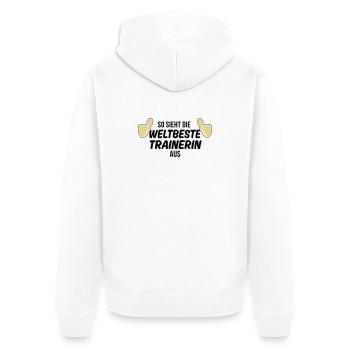 die weltbeste trainerin - Unisex Premium Bio Zip Hoodie - Weiß - Hinten - Thijin (182cm)