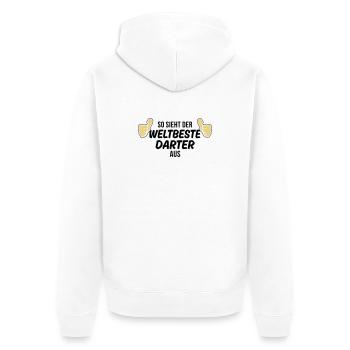der weltbeste darter - Unisex Premium Bio Zip Hoodie - Weiß - Hinten - Thijin (182cm)