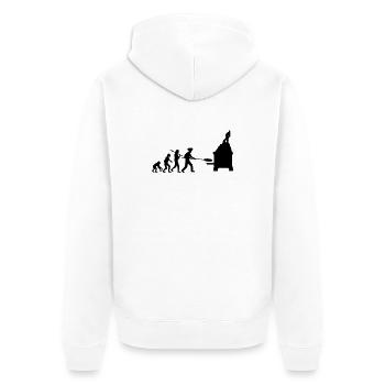 Evolution Pizza Bäcker - Unisex Premium Bio Zip Hoodie - Weiß - Hinten - Thijin (182cm)