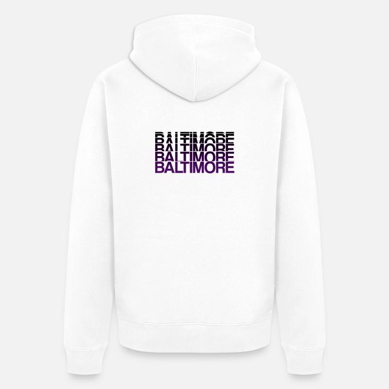 Baltimore Violett Gradient Stil - Unisex Premium Bio Zip Hoodie - Weiß