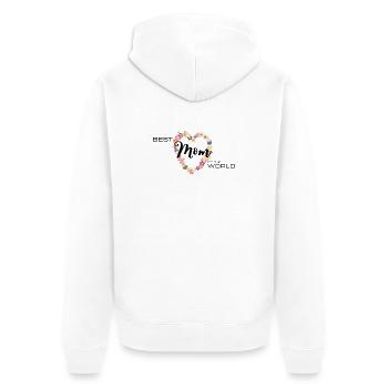 Best Mom of the World Blumen Herz - Unisex Premium Bio Zip Hoodie - Weiß - Hinten - Thijin (182cm)