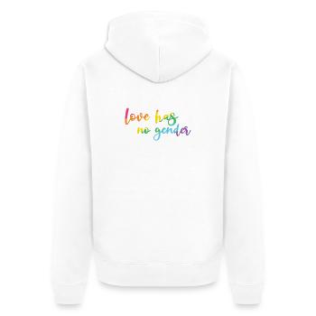 Mois de la fierté - L’amour n’a pas de genre - Veste à capuche bio Premium Unisexe - blanc - Dos - Thijin (182cm)