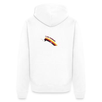 I LIKE GERMANY with Flag - Unisex Premium Bio Zip Hoodie - Weiß - Hinten - Thijin (182cm)