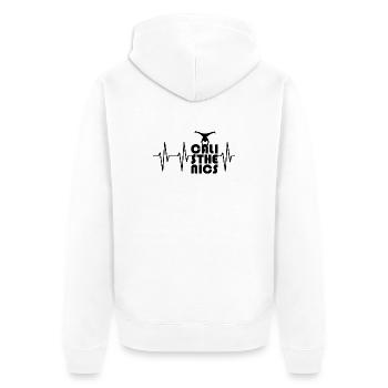 handstand puls Herzschlag planche calisthenics - Unisex Premium Bio Zip Hoodie - Weiß - Hinten - Thijin (182cm)