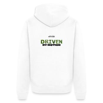 Driven by Motion - Unisex Premium Bio Zip Hoodie - Weiß - Hinten - Thijin (182cm)