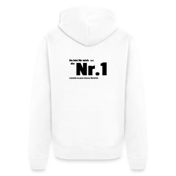 Nummer Eins - Unisex Premium Bio Zip Hoodie - Weiß - Hinten - Thijin (182cm)