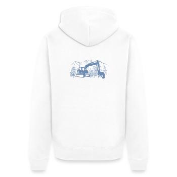 Excavator Silhouette Construction Equipment Operator Work - Unisex Premium Organic Zip Hoodie - white - Back - Thijin (182cm)