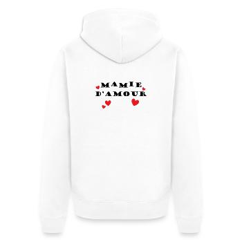 Oma der Liebe - Unisex Premium Bio Zip Hoodie - Weiß - Hinten - Thijin (182cm)