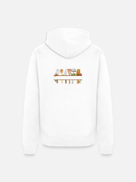 Personalisiertes Aquarell-Küchengeschenk - Unisex Premium Bio Zip Hoodie - Weiß