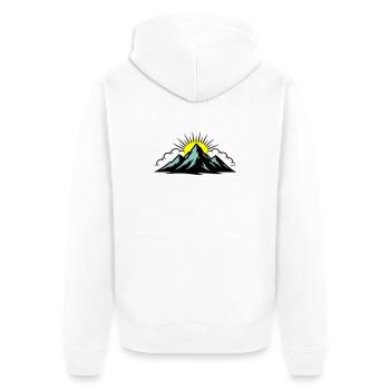 Berge Wolken Gipfel - Unisex Premium Bio Zip Hoodie - Weiß - Hinten - Thijin (182cm)